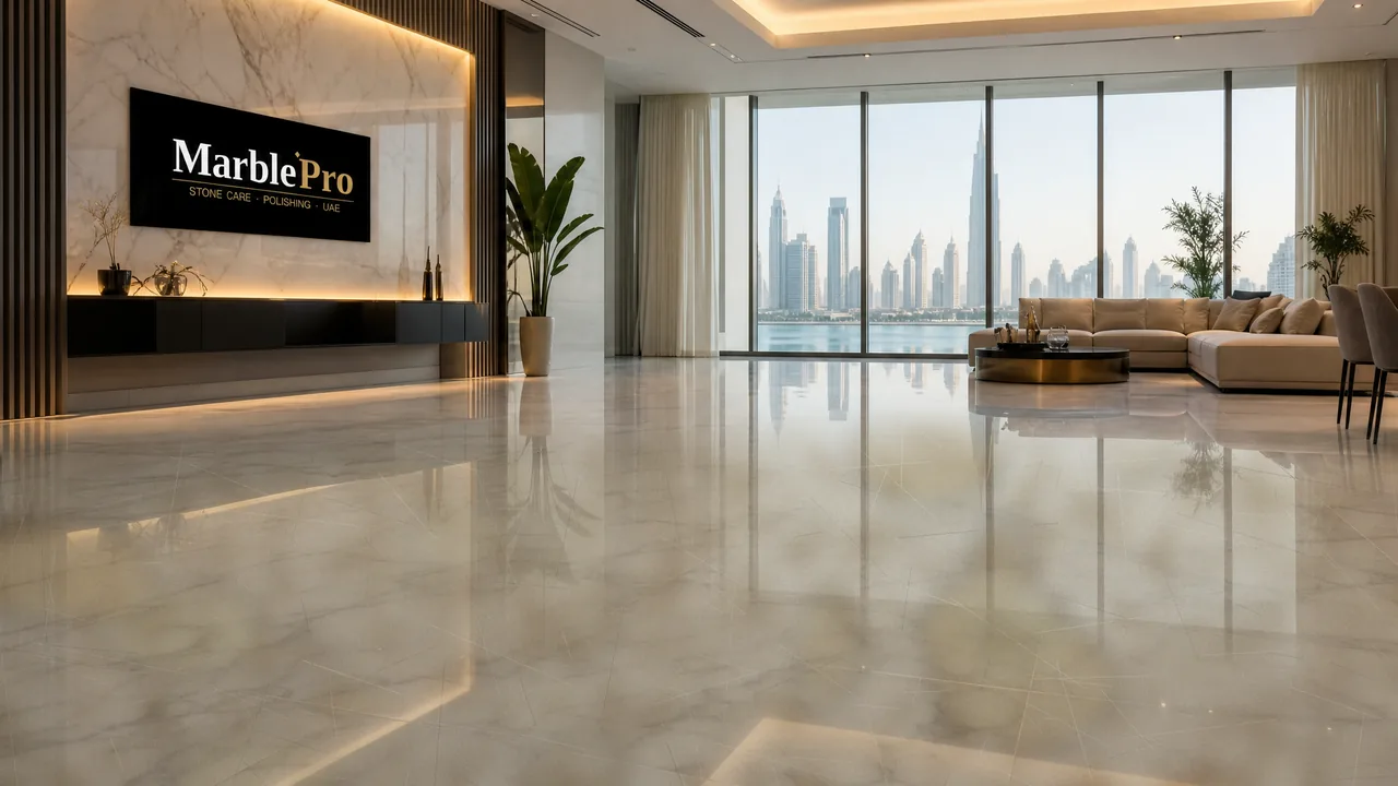Marble Polishing in Palm Jumeirah, UAE — real MarblePro project — before polishing