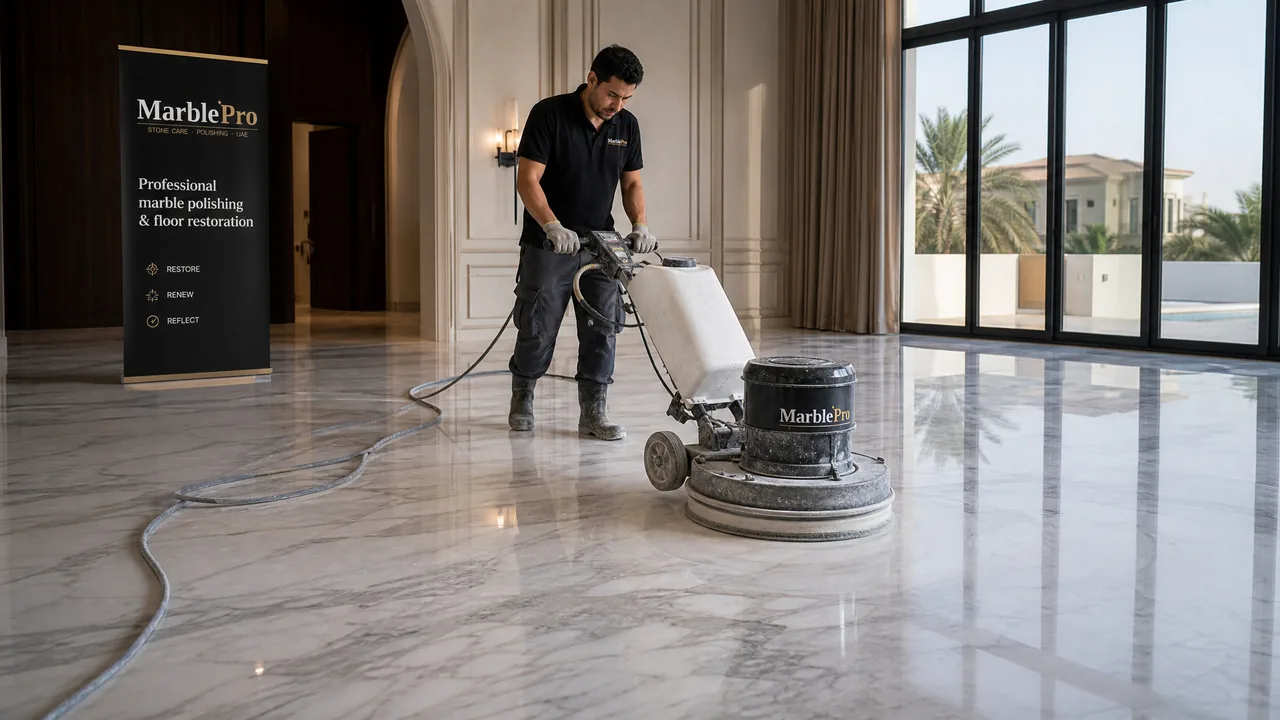 Marble Floor Restoration Services — MarblePro UAE Marble Floor Restoration Services in Dubai & UAE — professional marble floor restoration services result by MarblePro