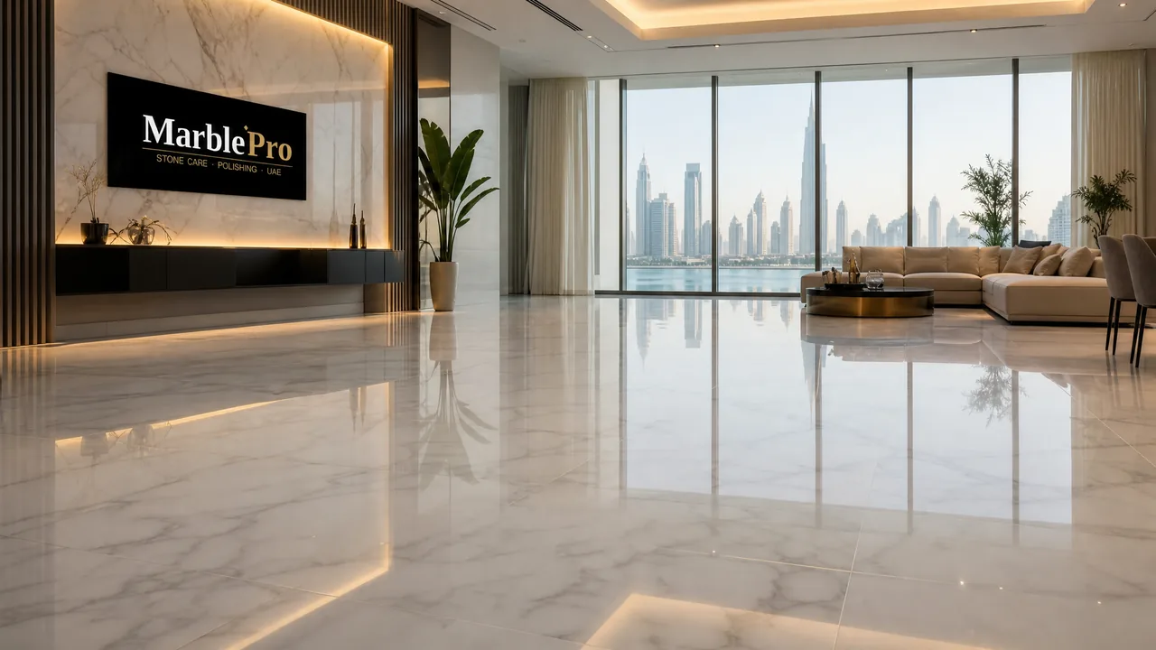 Travertine Polishing — MarblePro UAE Travertine Polishing in Dubai & UAE — professional travertine polishing result by MarblePro